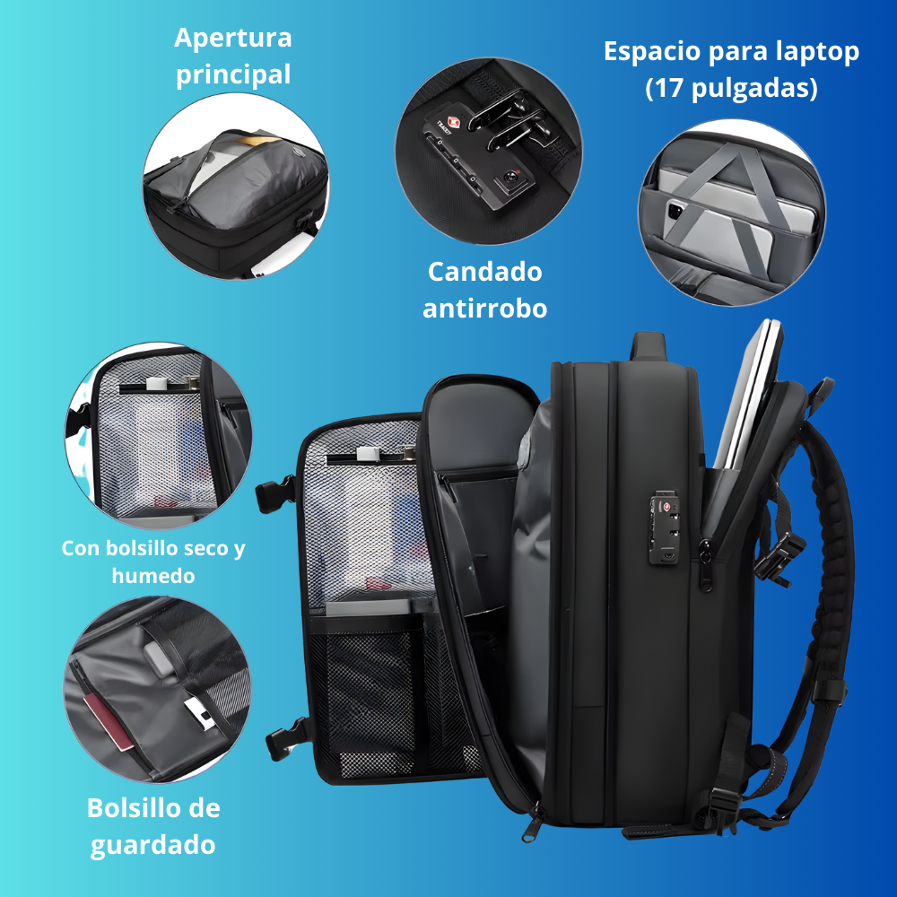 Mochila de viaje Unisex de compresión